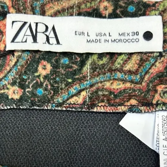 Zara Paisley Velvet Mini Skirt Sz Large L Multicolor Brown Green Blue Short NWT - Picture 5 of 6
